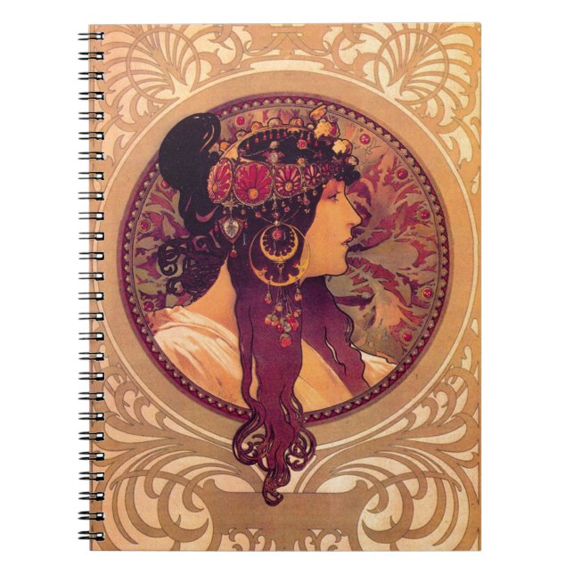Donna Orechini by Alphonse Mucha Notebook (Front)