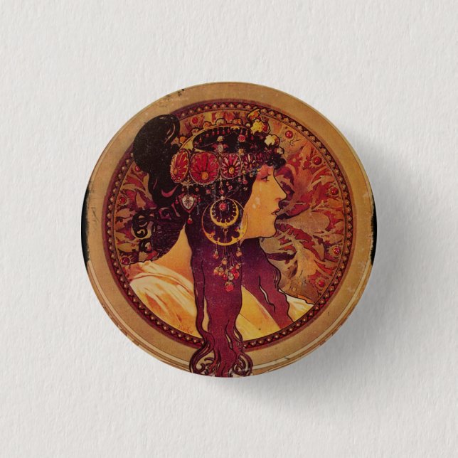 Donna Orechini with Red Hair Pinback Button (Front)