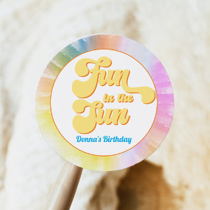 DONNA Retro Font Tie Dye Pool Party Birthday Classic Round Sticker