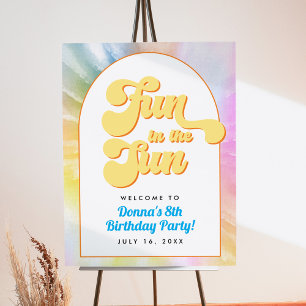 DONNA Retro Font Tie Dye Pool Party Birthday Foam Board