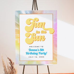 DONNA Retro Font Tie Dye Pool Party Birthday Foam Board