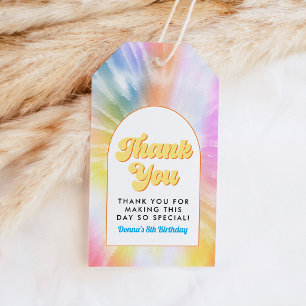 DONNA Retro Font Tie Dye Pool Party Birthday Gift Tags