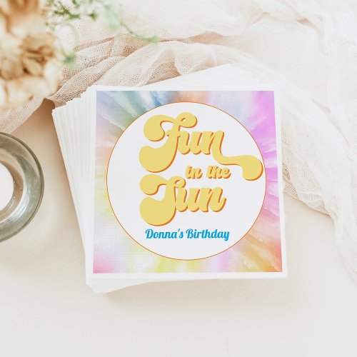 DONNA Retro Font Tie Dye Pool Party Birthday Napkins