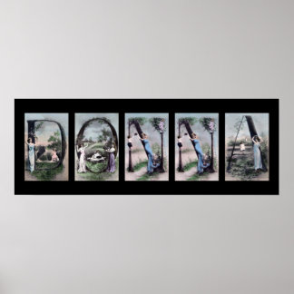 DONNA Vintage Alphabet Letter Name Art Poster