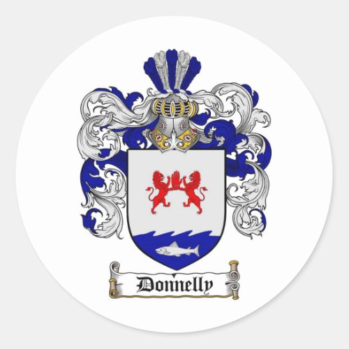 DONNELLY FAMILY CREST _  DONNELLY COAT OF ARMS CLASSIC ROUND STICKER