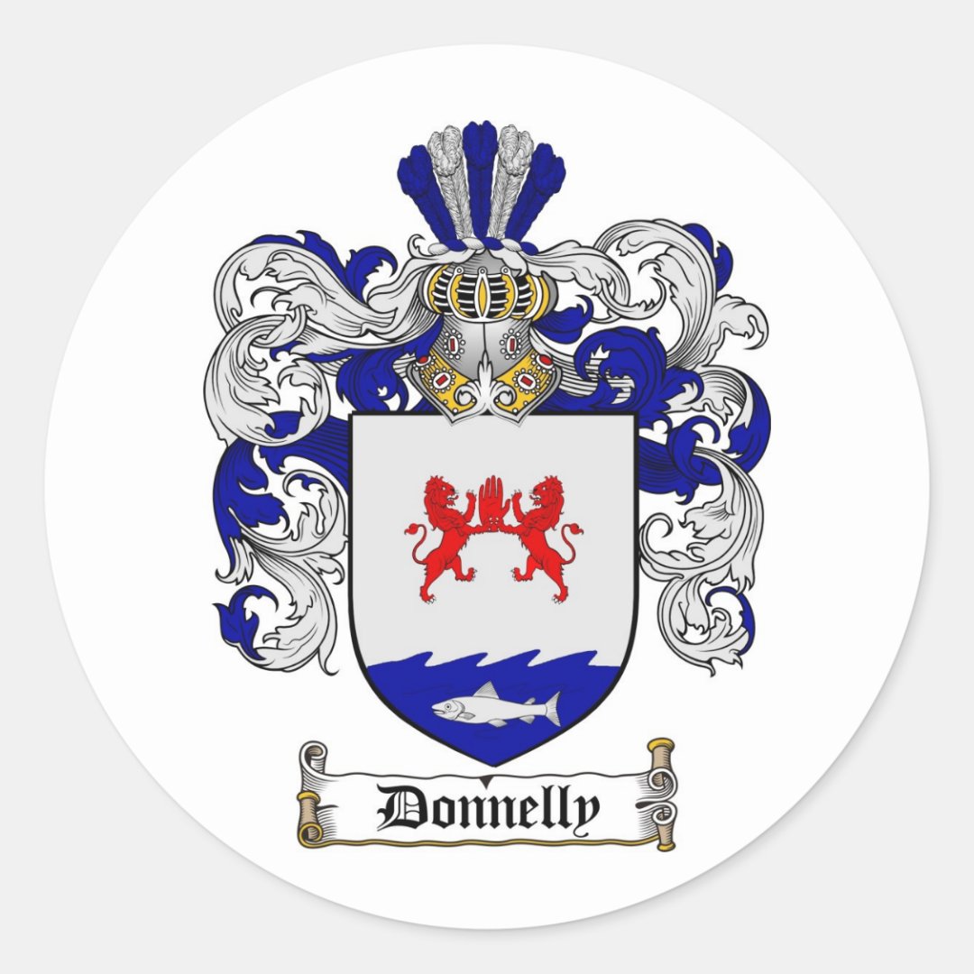 DONNELLY FAMILY CREST - DONNELLY COAT OF ARMS CLASSIC ROUND STICKER ...