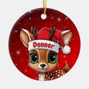 Donner Baby Deer, Fawn, Doe, Reindeer🦌 🎄 Ceramic Ornament