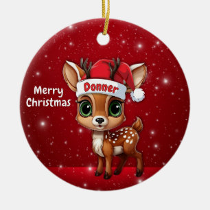 Donner Baby Deer, Fawn, Doe, Reindeer🦌 🎄 Ceramic Ornament