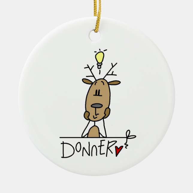 Donner Reindeer Christmas T-shirts and Gifts Ceramic Ornament (Front)