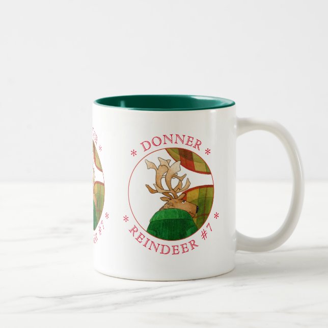 DONNER REINDEER Hunter Green Two-Tone Mug (Right)