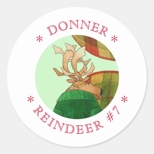 DONNER REINDEER Small Round Stickers