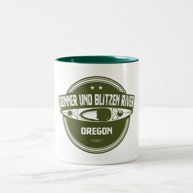 Donner und Blitzen River Oregon Kayaking Two-Tone Coffee Mug (Center)