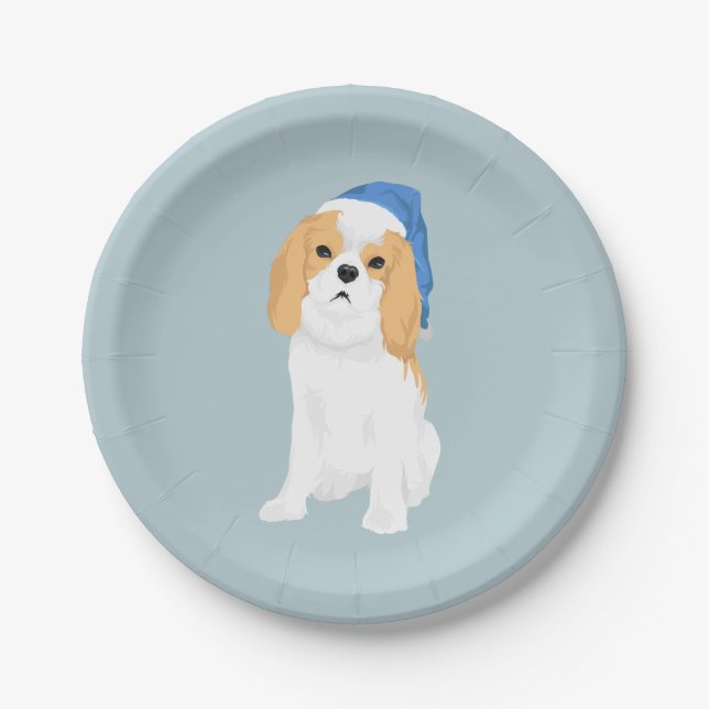 Donnie The Cute Blenheim Cavalier Spaniel Puppy Paper Plates (Front)