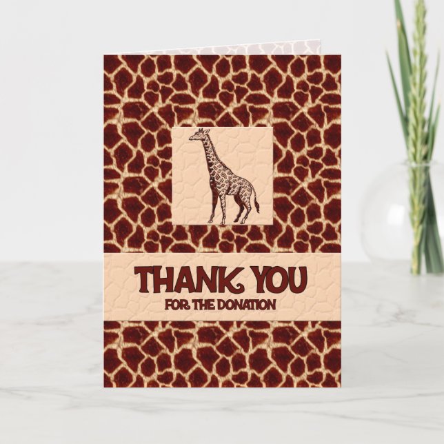 Donor Giraffe Print Letterpress Thank You Card (Front)