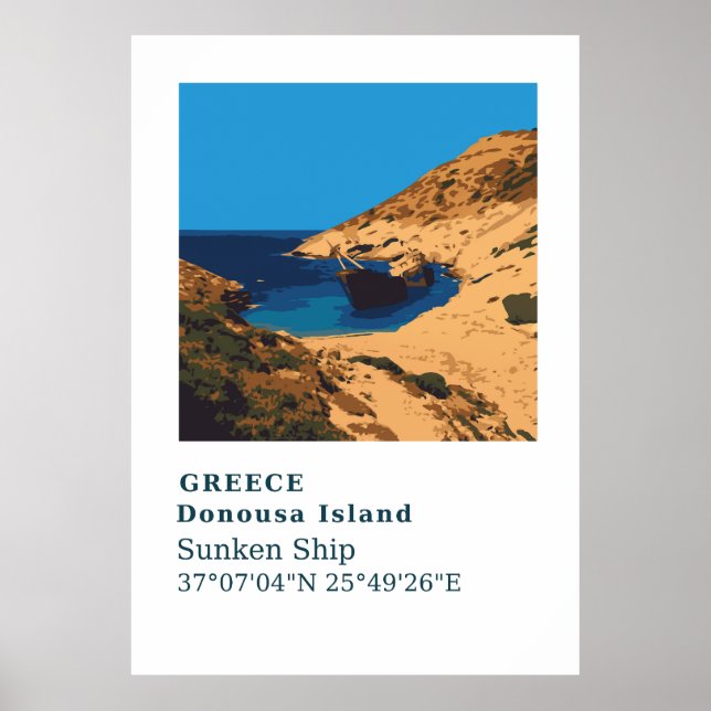 Donousa Greece Sunken Ship Wall Art (Front)