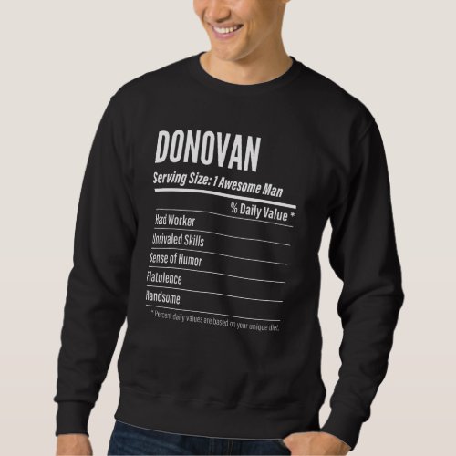 Donovan Serving Size Nutrition Label Calories Sweatshirt