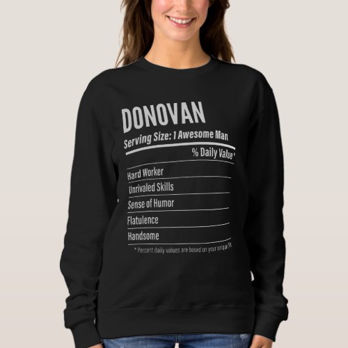 Donovan Serving Size Nutrition Label Calories Sweatshirt
