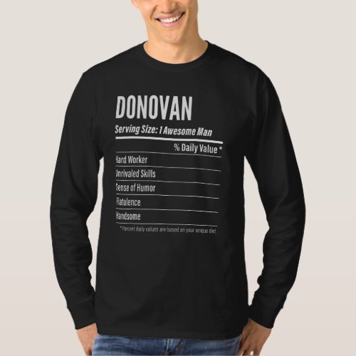 Donovan Serving Size Nutrition Label Calories T_Shirt