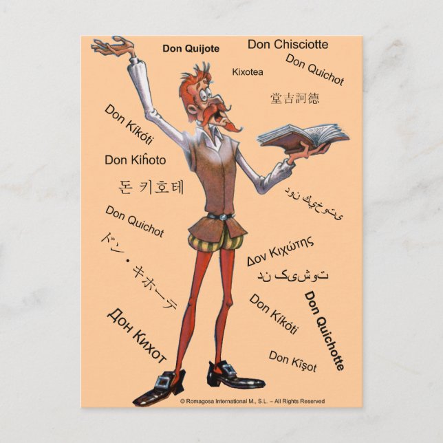 DONQUIXOTE IN TRANSLATION - 400 YEARS - Cervantes Postcard (Front)