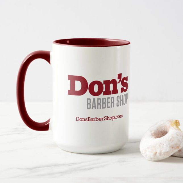 Don's Barber Shop - Red Logo Coffee Mug (With Donut)