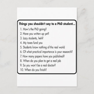 Don't ask a PhD Postcard
