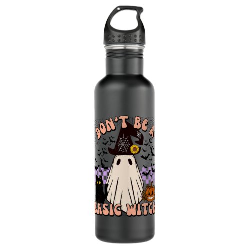 Dont Be A Basic Witch Cat Halloween Pumpkin Fall S Stainless Steel Water Bottle