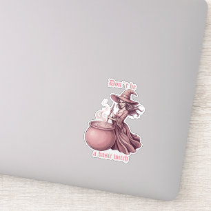 Don't Be A Basic Witch Sassy Vintage Pink Potion Sticker