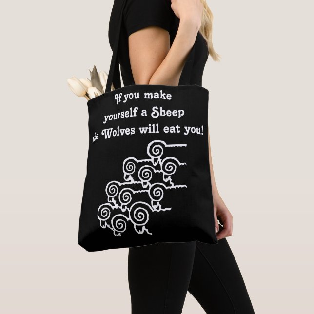 Don't be a Sheep (black) Tote Bag (Close Up)