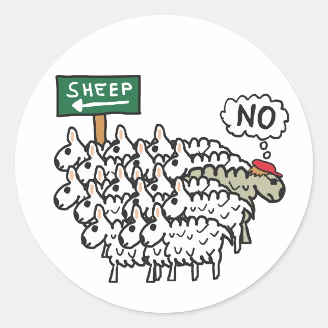 Don't Be A Sheep Classic Round Sticker (Front)