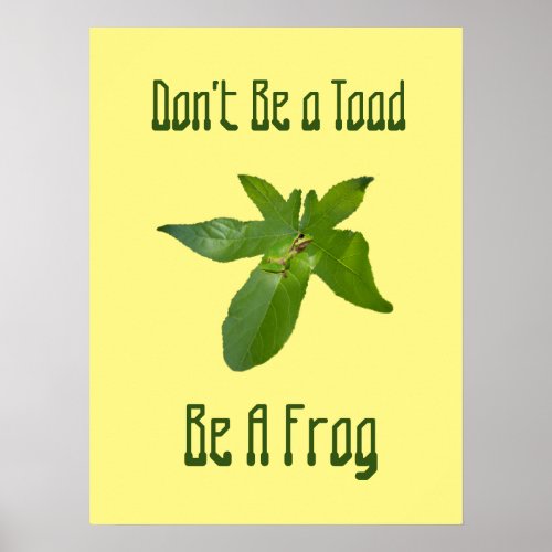 Dont Be A Toad Be A Frog Poster