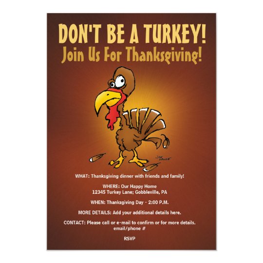 don t be a turkey funny thanksgiving invitation zazzle com