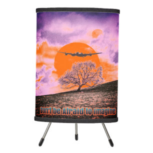 Don't Be Afraid To Imagine Airplane in Alien World Tripod Lamp