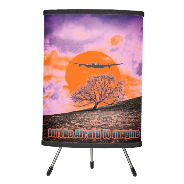 Don't Be Afraid To Imagine Airplane in Alien World Tripod Lamp (Front)