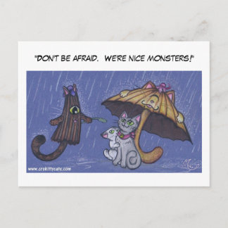 "Don't be afraid. We're nice monsters!" Postcard