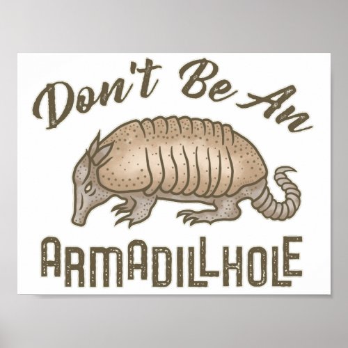 Dont be an Armadillhole Funny Armadillo Animal Poster