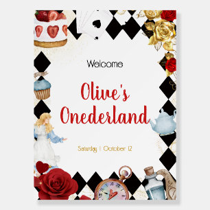 "Don't Be Late" Alice in ONEderland First Birthday Foam Board