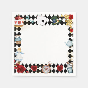 "Don't Be Late" Alice in ONEderland First Birthday Napkins