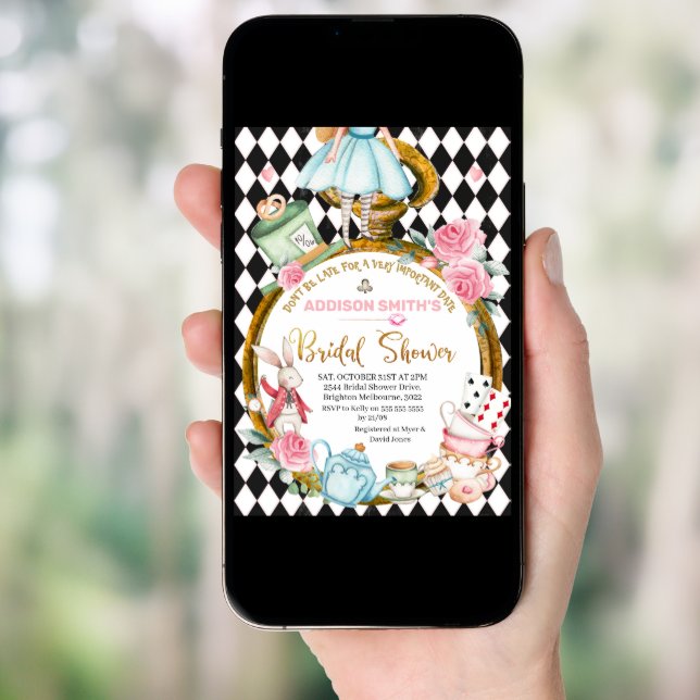 Don't Be Late Alice In Wonderland Bridal Shower Invitation (Front Digital)
