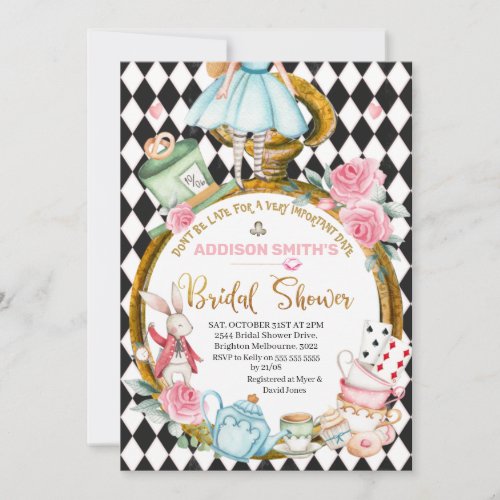 Dont Be Late Alice In Wonderland Bridal Shower Invitation