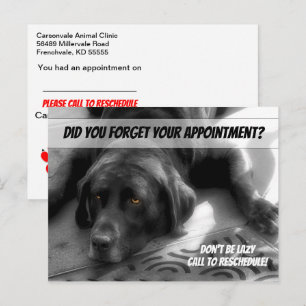 Don't Be Lazy Missed Appointment Postcard