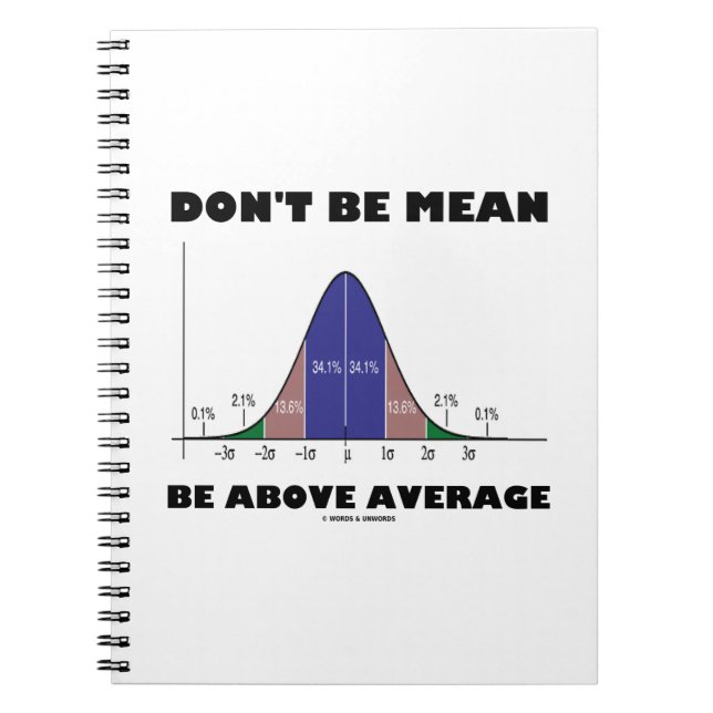 Don't Be Mean Be Above Average (Bell Curve Humor) Notebook (Front)