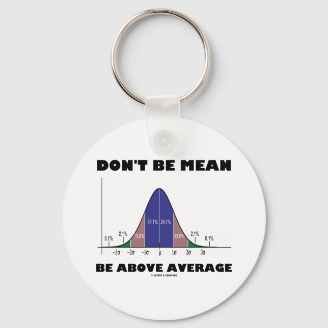 Don't Be Mean Be Above Average (Statistics Humor) Keychain (Front)