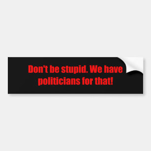 Don't Be Stupid Politicians Bumper Sticker