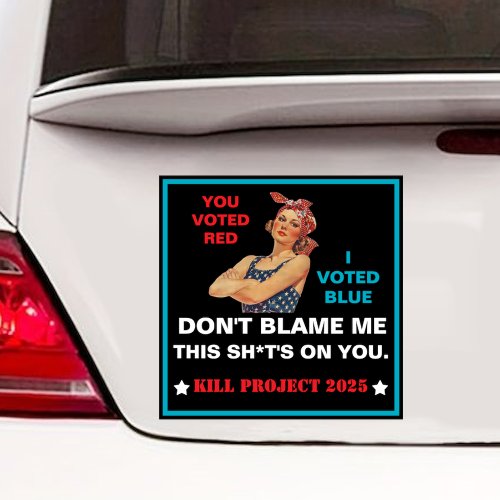 Dont Blame Me I Voted Blue 2024 Car Magnet