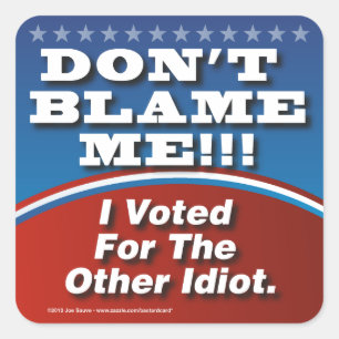 Dont Blame Me I Voted For Other Idiot Square Sticker
