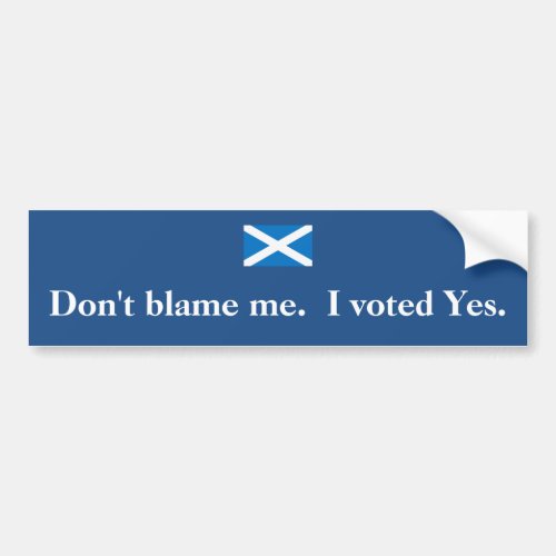 Dont Blame Me I Voted Yes Bumper Sticker