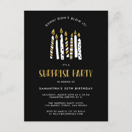 Don't Blow It Gold Glitter Surprise Birthday Party Invitation Postcard
