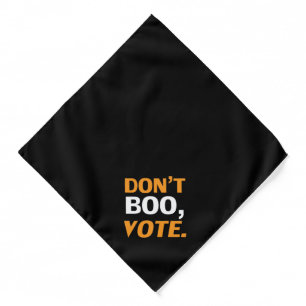 "Don't boo, vote" black orange white Halloween dog Bandana