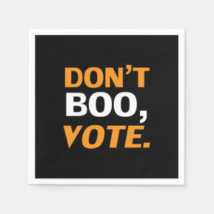 Don't boo, vote black orange white Halloween paper Napkins