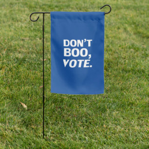 "Don't boo, vote" blue white Halloween Garden Flag